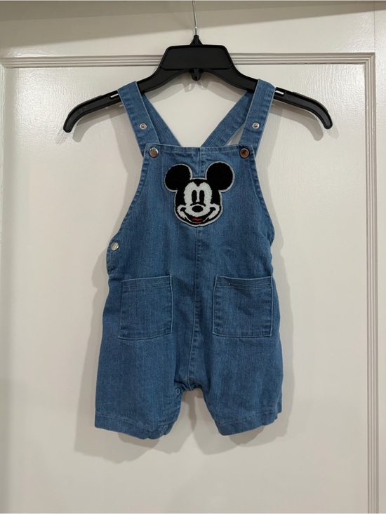 Disney Other - Disney Blue Denim Mickey Short Overalls 24M